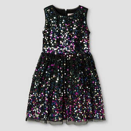 Features 3 tiered dress Pull-on with back button closure Lined Sequin 100 Polyester Hand wash cold Reasonable. . Cat and jack sequin dress
